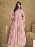 Light Pink Real Georgette Anarkali Gown